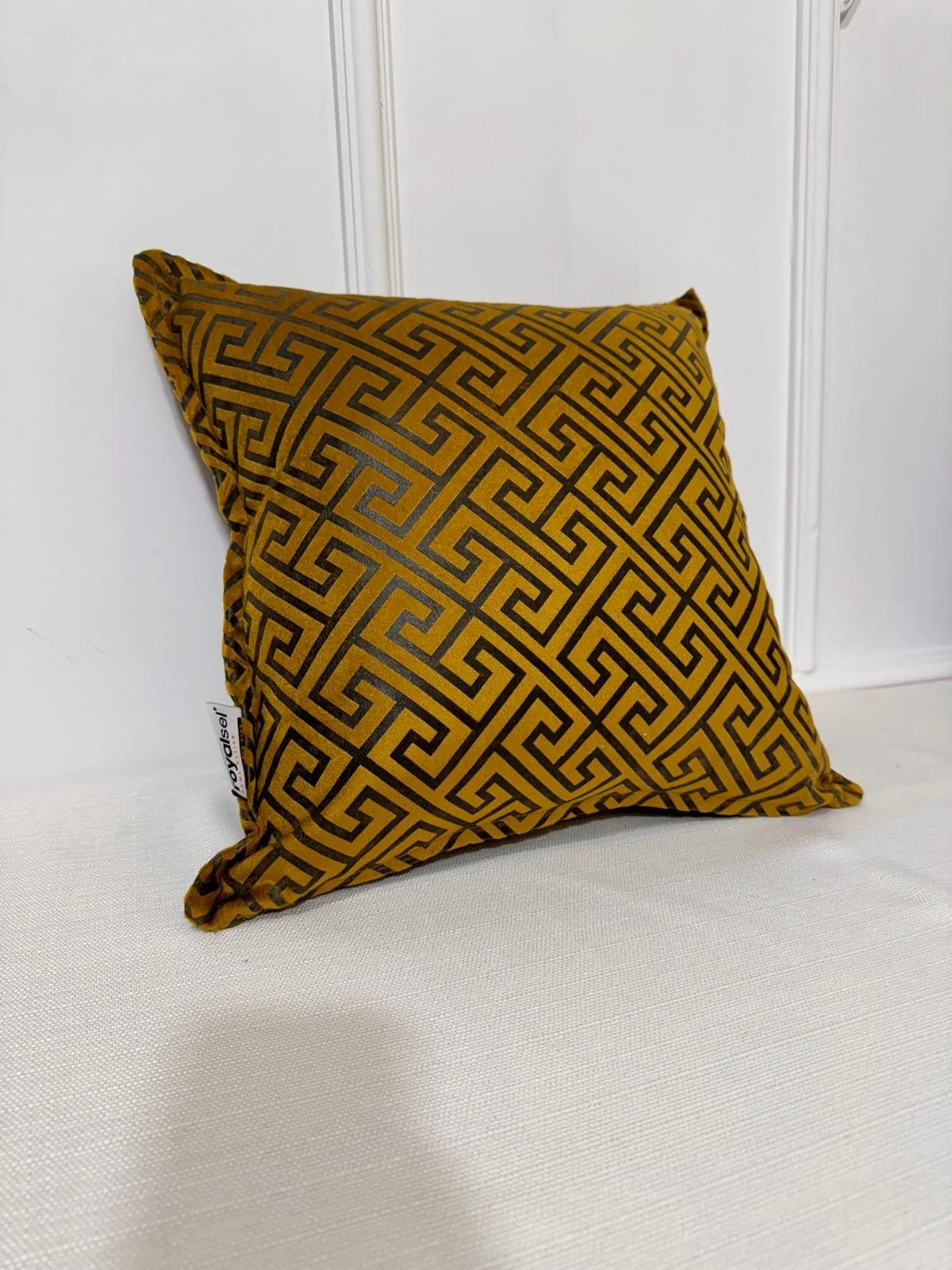 Funda de cojín NİVEMESHOME MONET ZİGZAG MOSTAZA-ANTRACITA 45 X 45