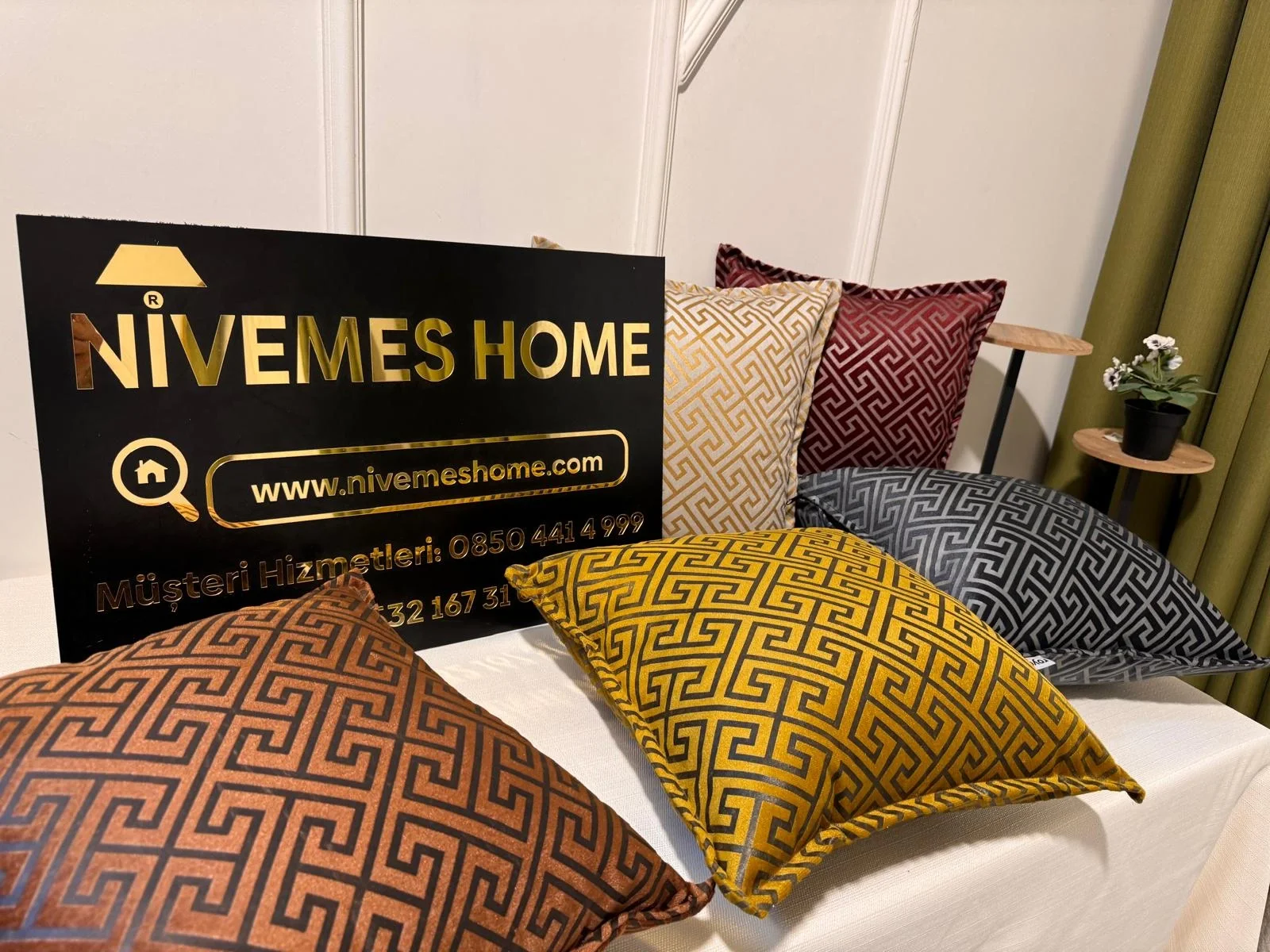 NİVEMESHOME MONET ЗИГЗАГ НАВОЛОЧКА КАХВА-АНТРАЦИТ 45 X 45