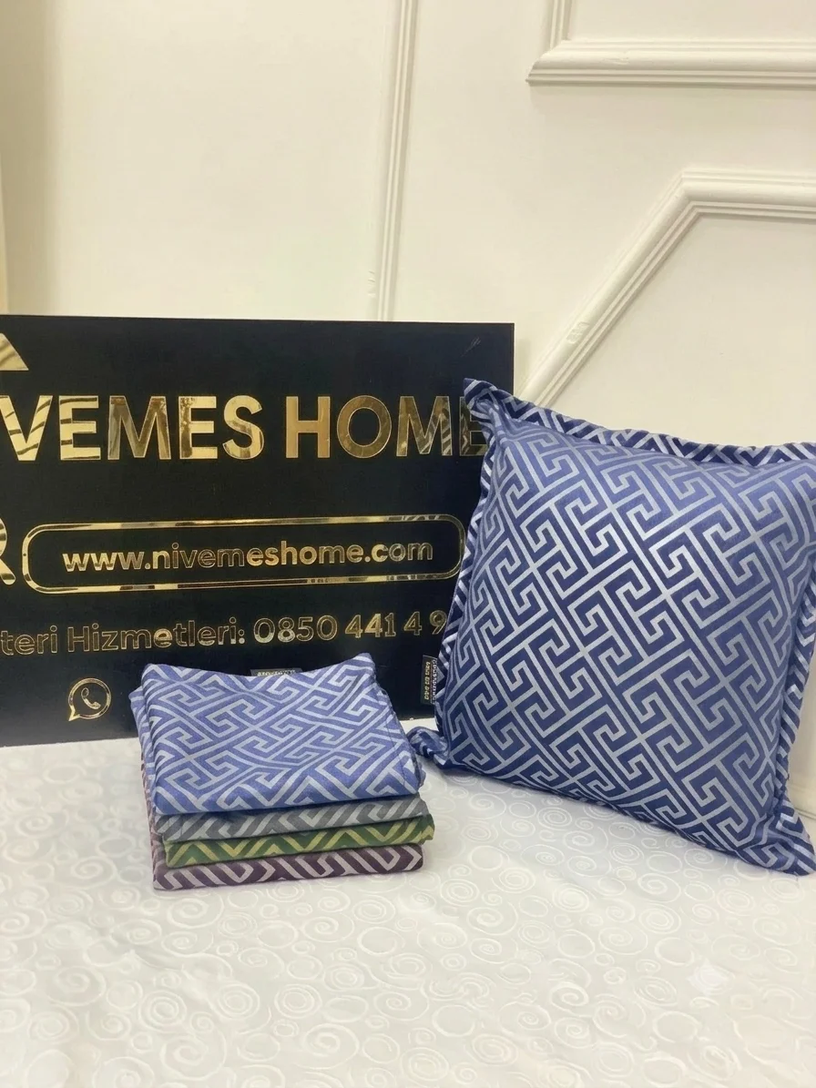 NİVEMESHOME MONET ZIGZAG CUSHION COVER NAVY BLUE 45 X 45