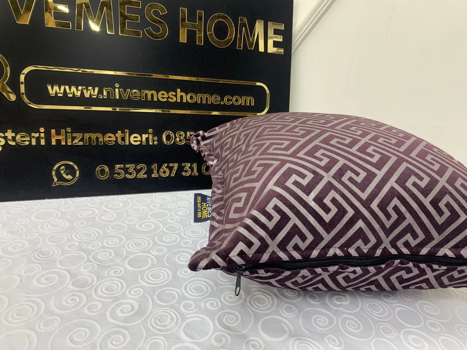 NİVEMESHOME MONET ЗИГЗАГ ПОДУШКА ЧЕХОЛ МЕРДИМ 45 X 45