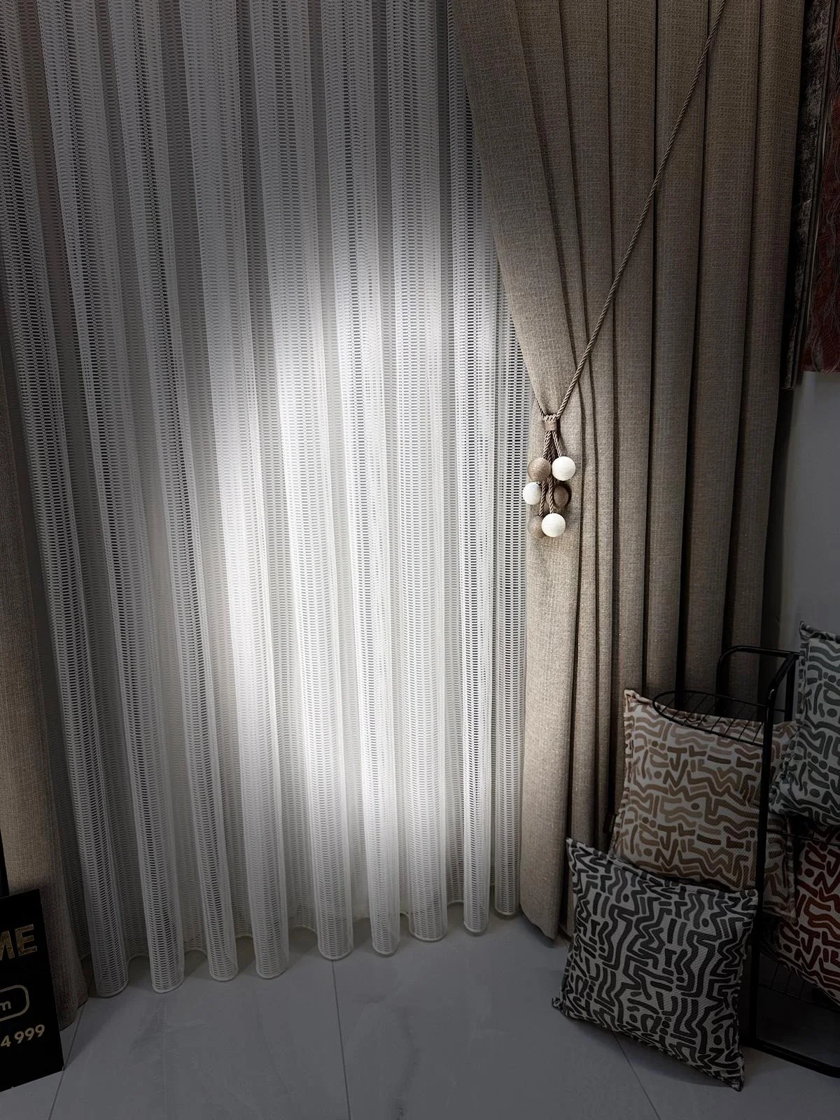 NİVEMESHOME MONOLİT FİLE EKRU 1/2,5 PİLELİ TÜL PERDE APM