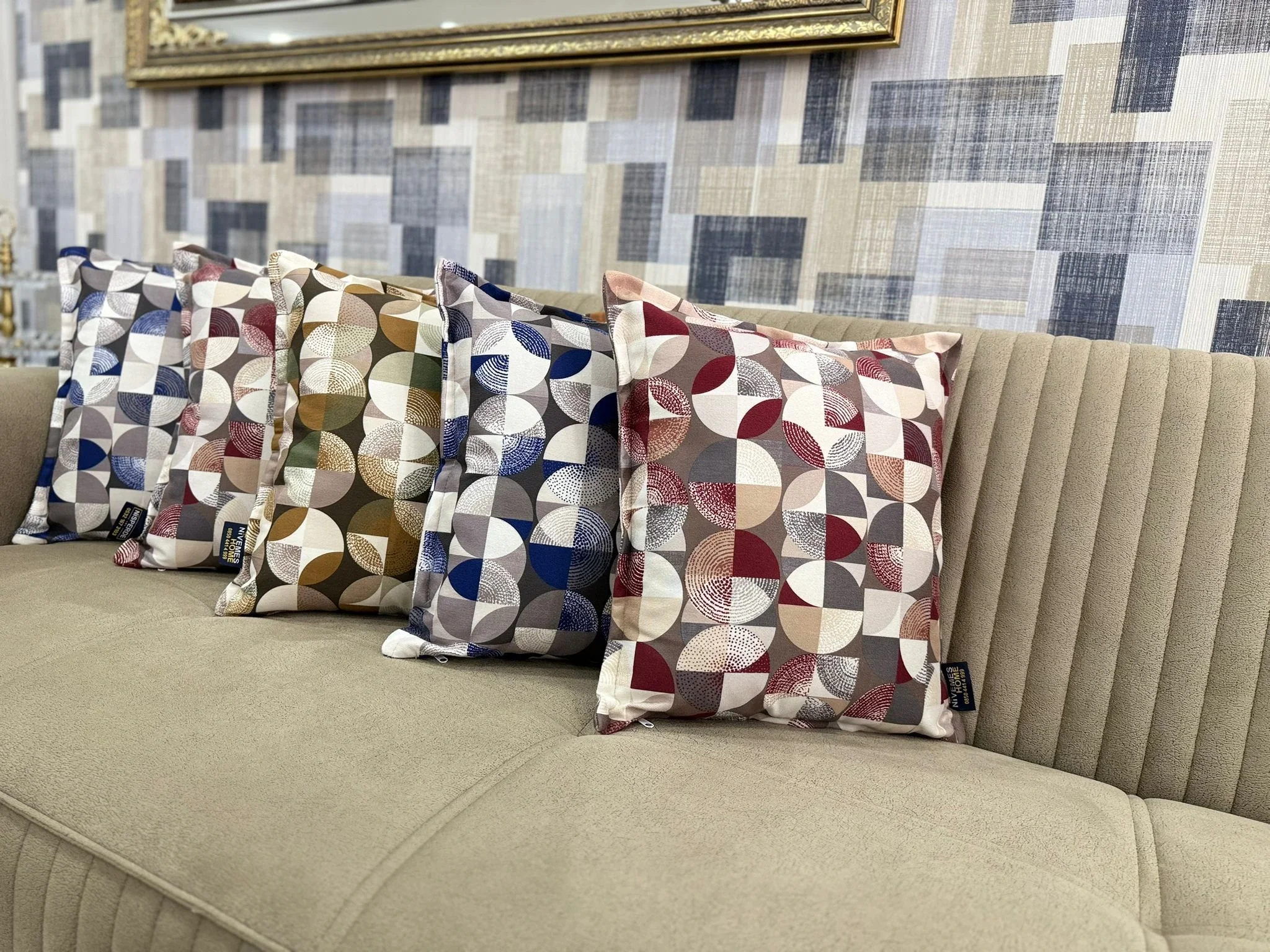 NİVEMESHOME MOZAİK BORDO-GRİ(45X45) KIRLENT KILIFI