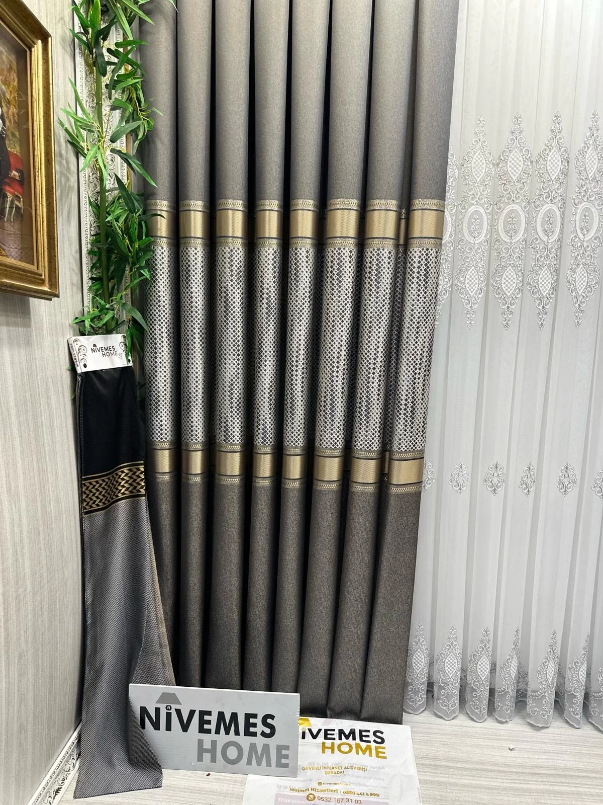 NİVEMESHOME MOZAİK FT614163 V-2503 TOPRAK 1/3 SIK PİLELİ FON PERDE APM