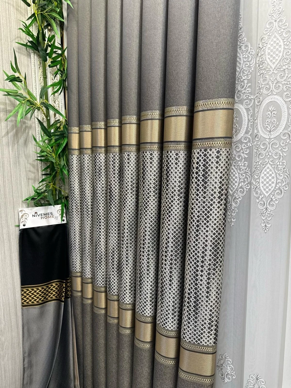 NİVEMESHOME MOZAİK FT614163 V-2503 TOPRAK 1/3 SIK PİLELİ FON PERDE APM
