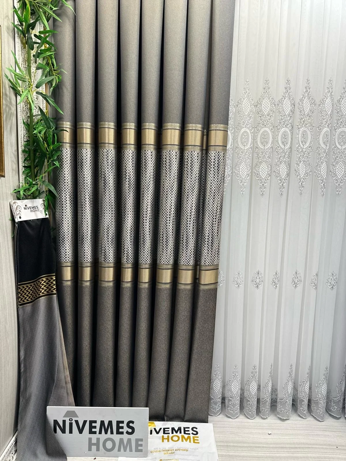 NİVEMESHOME MOZAİK FT614163 V-2503 TOPRAK 1/3 SIK PİLELİ FON PERDE APM
