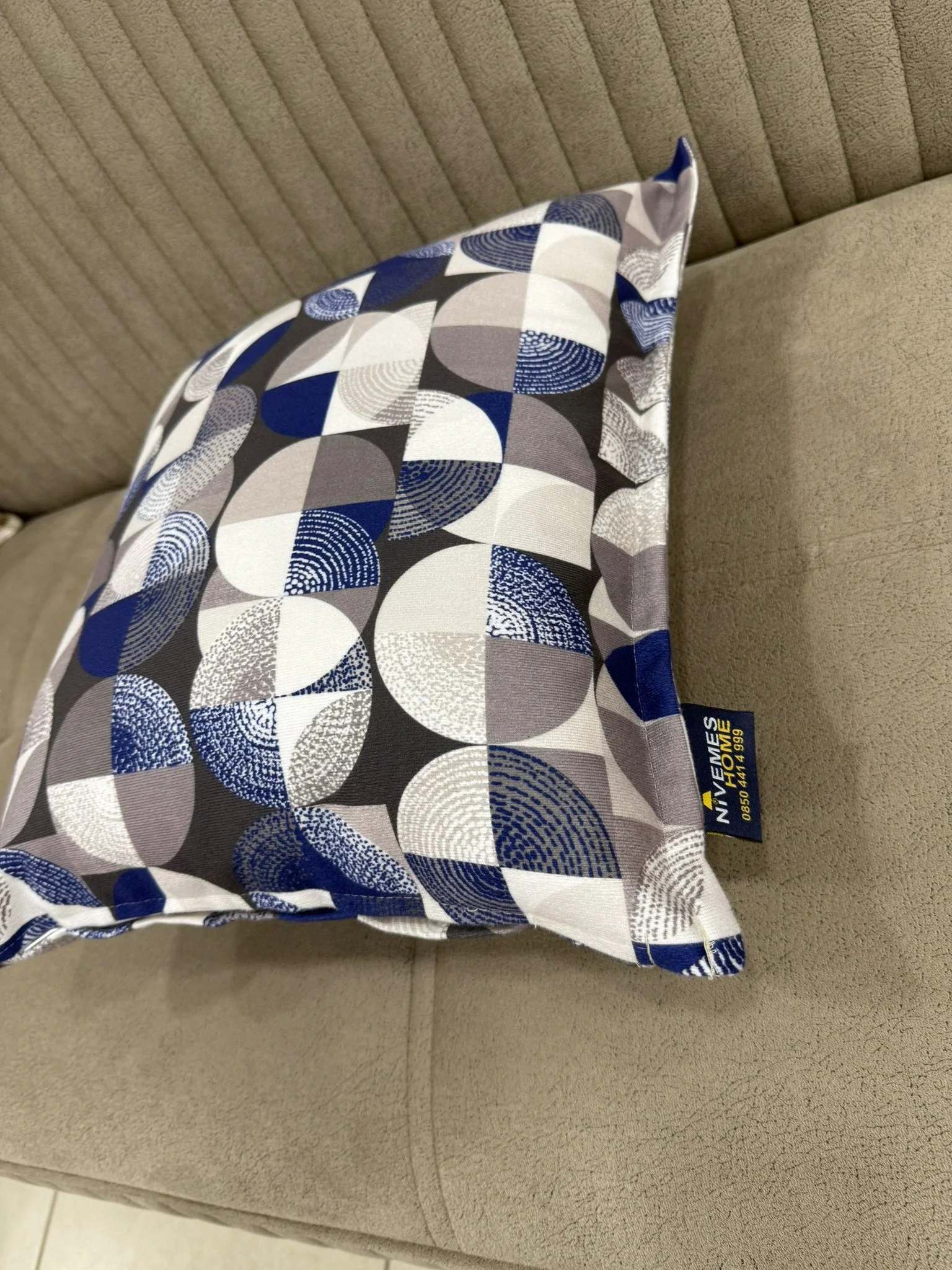 NİVEMESHOME MOSAIK BLAU-WEISS (45X45) KISSENBEZUG