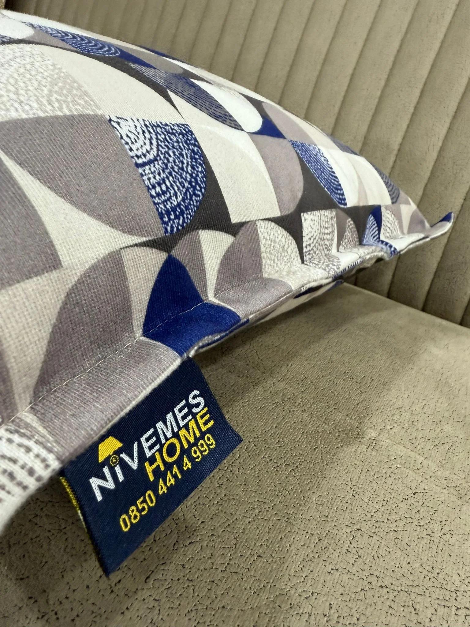 NİVEMESHOME MOZAİK MAVİ-BEYAZ (45X45) KIRLENT KILIFI