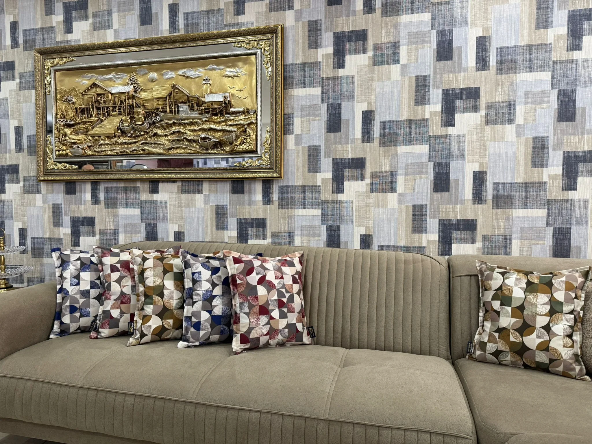 NİVEMESHOME MOSAICO VERDE-CAFFÈ (45X45) FODERA PER CUSCINO RIPIENO