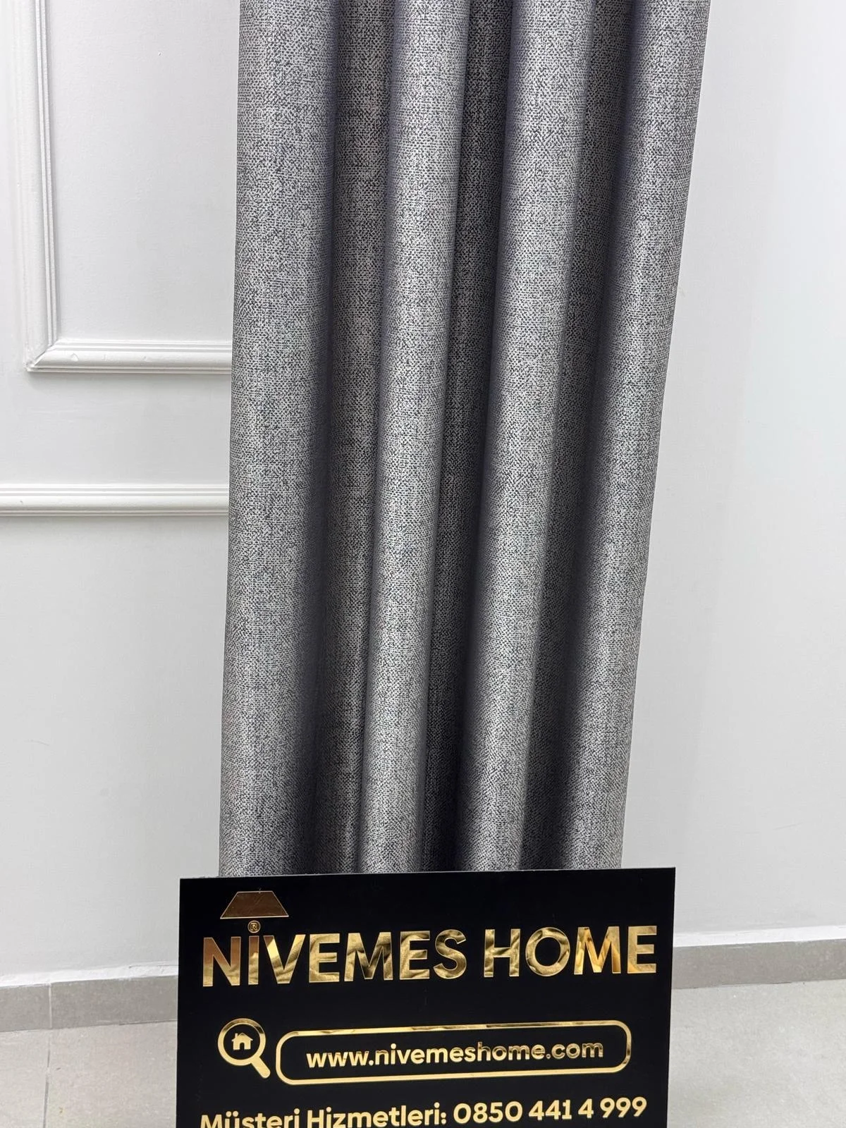 NİVEMESHOME NEVRA V-5209 GRİ 1/3 SIK PİLELİ FON PERDE APM