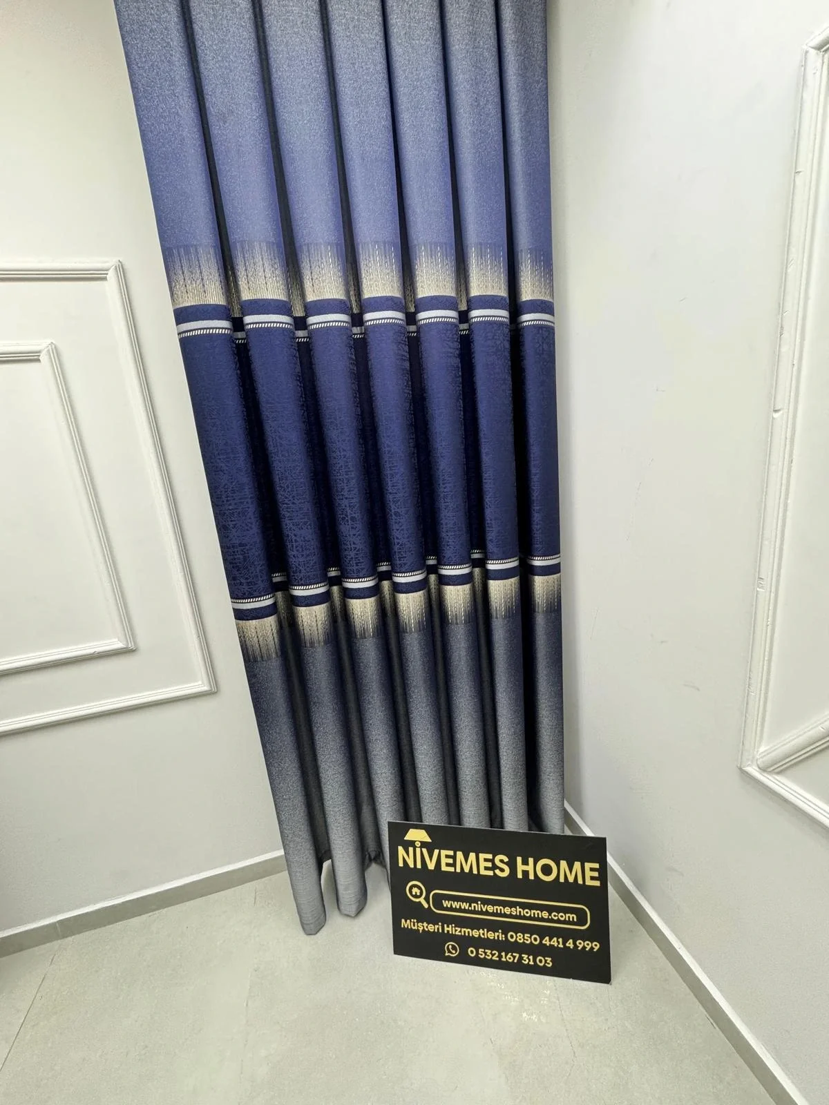 NİVEMESHOME NİLÜFER V -517 LACİVERT 1/3 PİLELİ FON PERDE APM