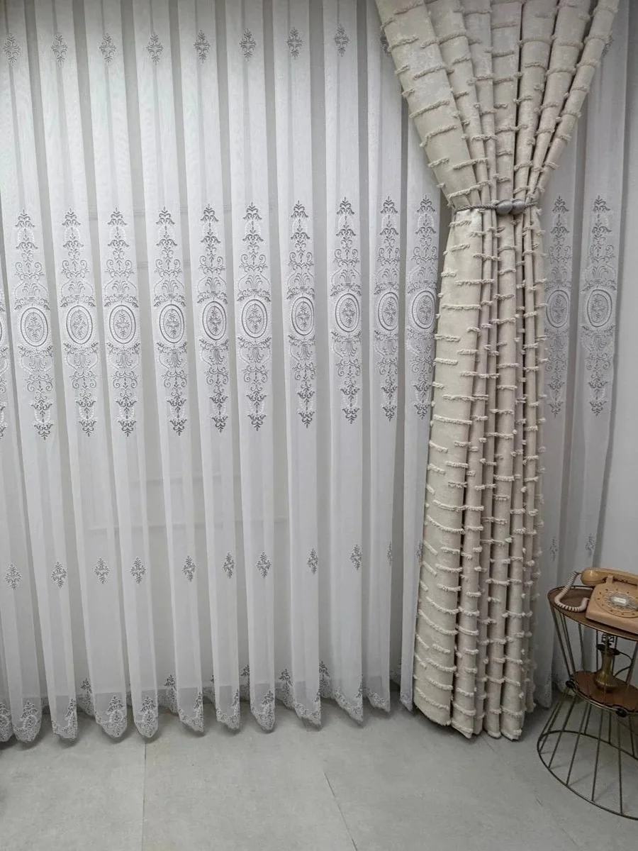 NİVEMESHOME NİSA 555 GÜMÜŞ 1/3 PİLELİ TÜL PERDE APM