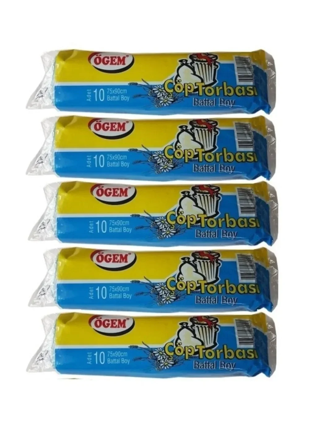 NİVEMESHOME ÖGEM BATTAL BOY ÇÖP POŞET 75X90 CM 70 LT 10LU RULO 5 PAKET MAVİ