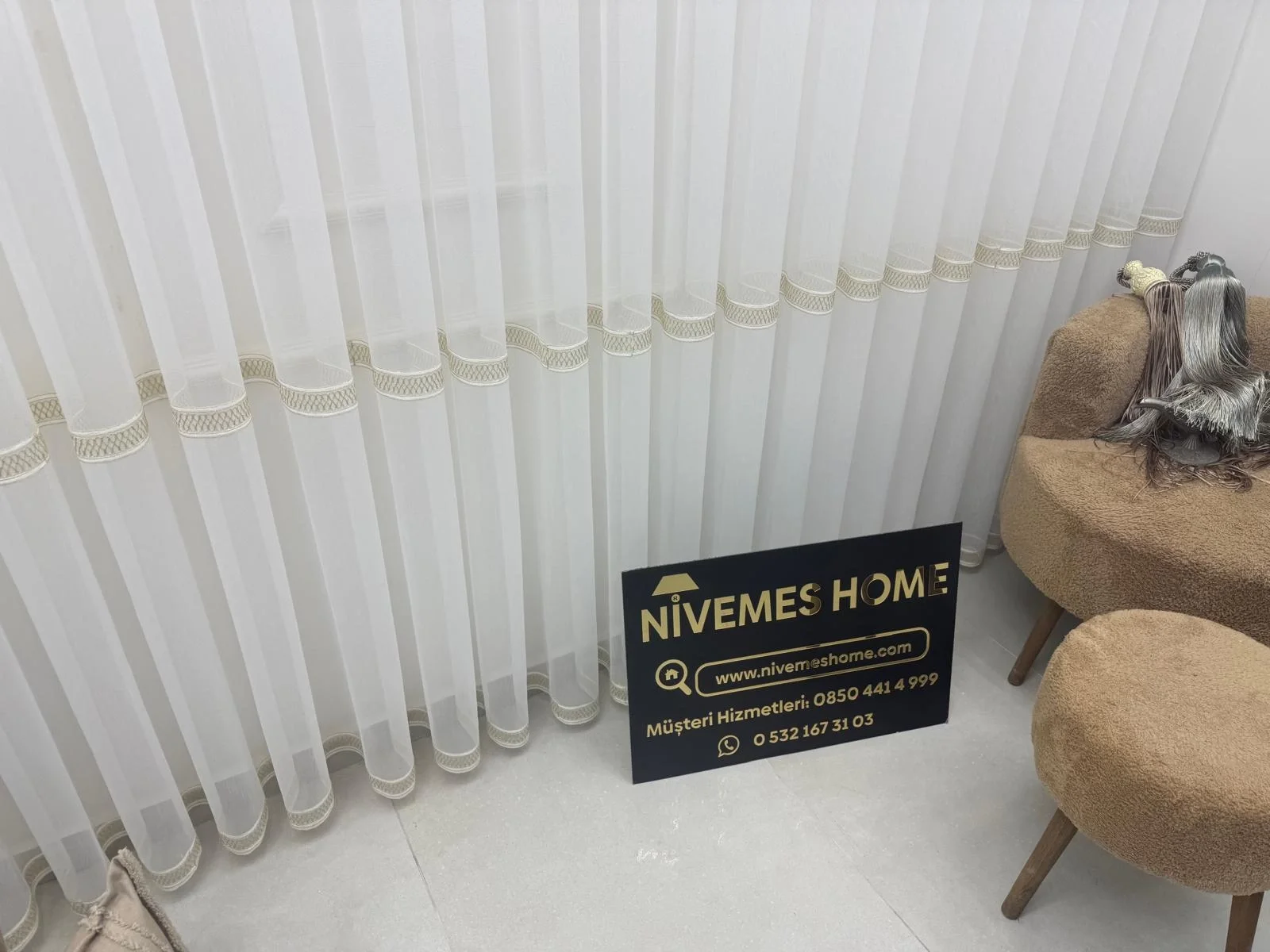 NİVEMESHOME OLİVİA 2025 ЗОЛОТОЙ ПОДРОБНЫЙ 1/3 ТЕСНЫЙ СБОРЧАТЫЙ ФАВНОВЫЙ ШТОРА APM
