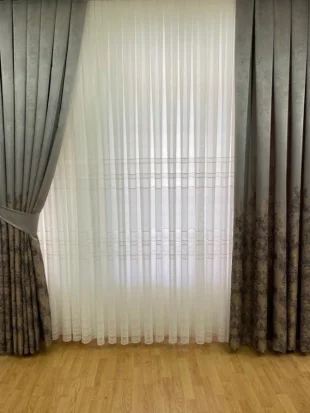 NİVEMESHOME ORTA KEMERLİ FİLELİ ÖRME 1/3 SIK PİLE TÜL PERDE APM