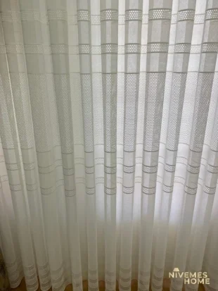 NİVEMESHOME ORTA KEMERLİ FİLELİ ÖRME 1/3 SIK PİLE TÜL PERDE APM