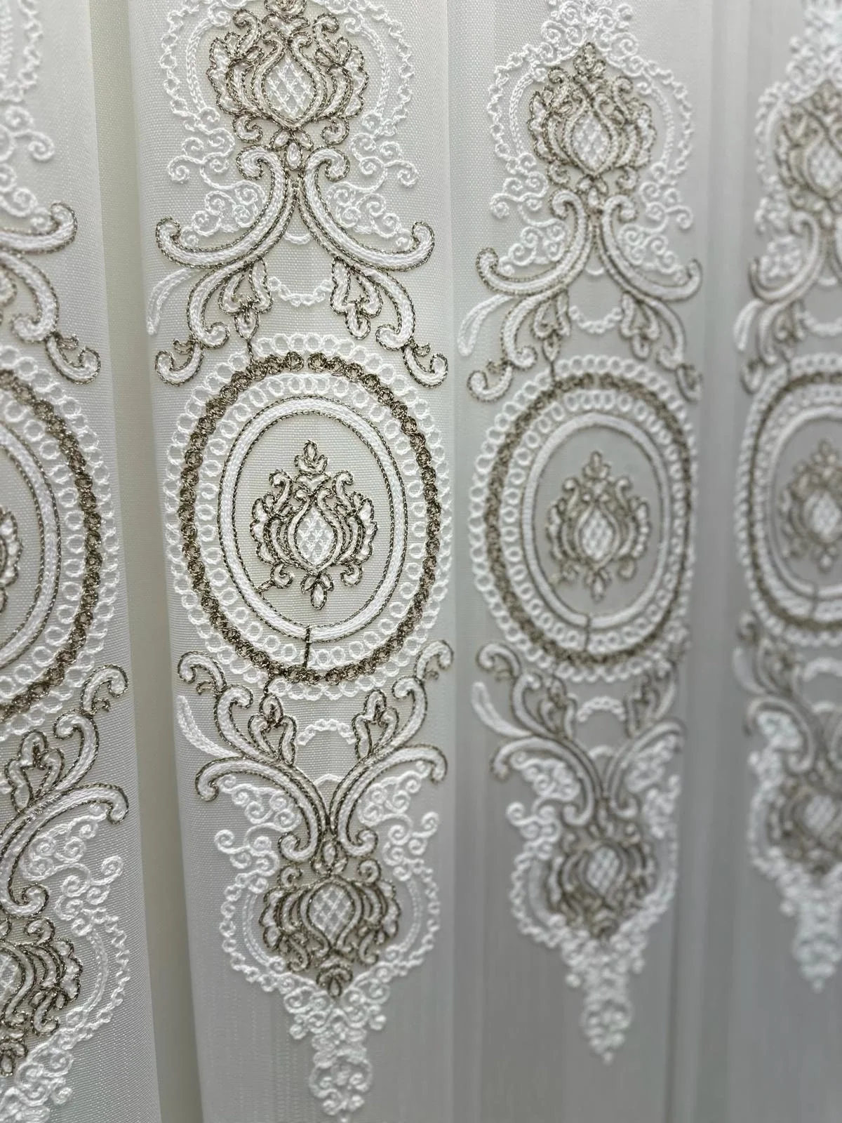 NİVEMESHOME OSMANLI MOTİFLİ 1/3 SIK PİLELİ TÜL PERDE APM