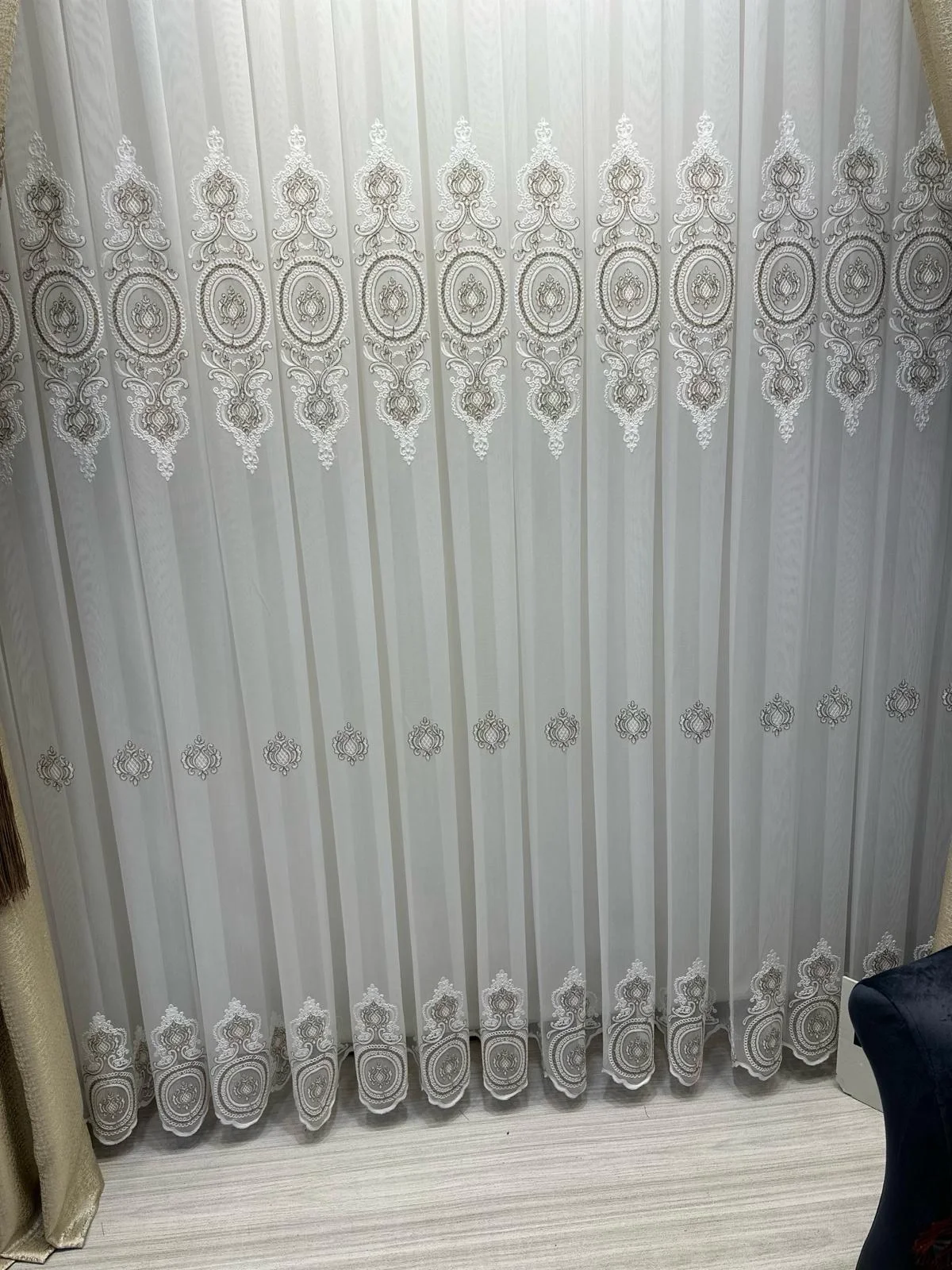 NİVEMESHOME OSMANLI MOTİFLİ 1/3 SIK PİLELİ TÜL PERDE APM