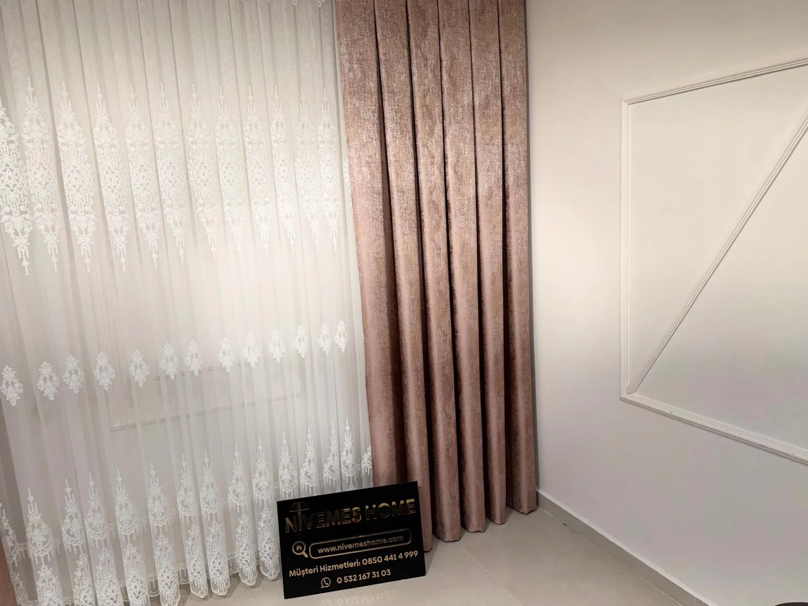NİVEMESHOME PERA V-1001 YAVRUAĞZI 1/3 SIK PİLELİ FON PERDE APM