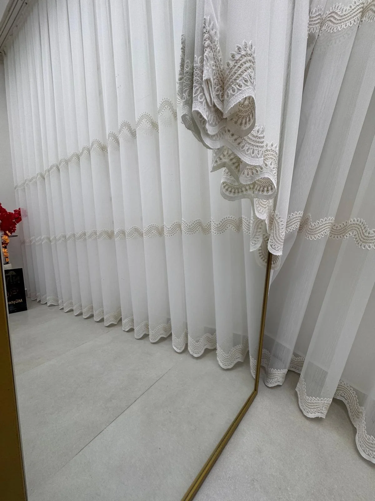 NIVEMESHOME PERLINA GOLD DETAY 1/2,5 PİLELİ TÜL PERDE APM
