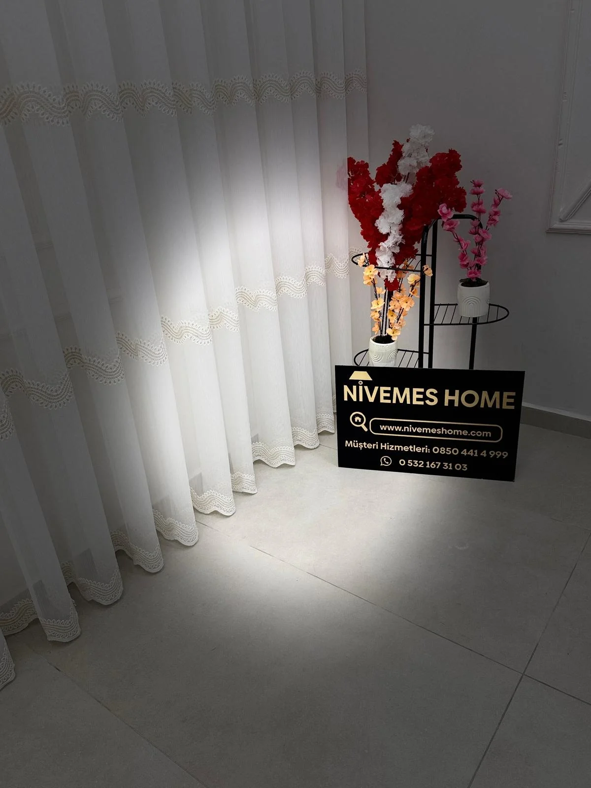 NIVEMESHOME PERLINA GOLD DETAY 1/2,5 PİLELİ TÜL PERDE APM