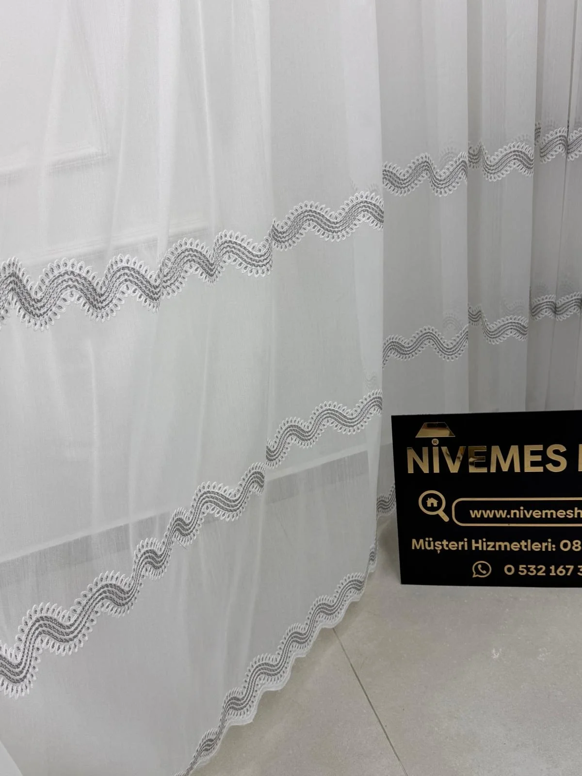 NİVEMESHOME PERLİNA GÜMÜŞ 1/2,5 PİLELİ TÜL PERDE APM