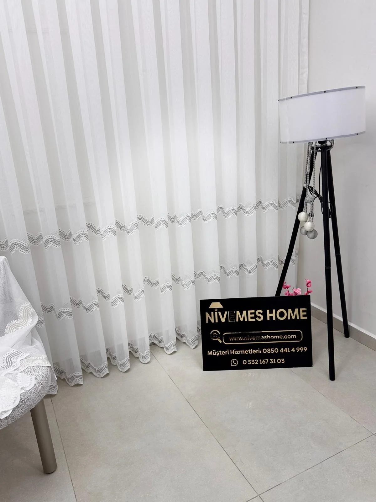 NİVEMESHOME PERLİNA GÜMÜŞ 1/2,5 PİLELİ TÜL PERDE APM