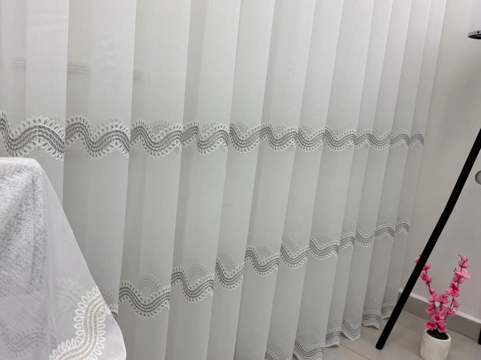 NİVEMESHOME PERLİNA GÜMÜŞ 1/3 PİLELİ TÜL PERDE APM