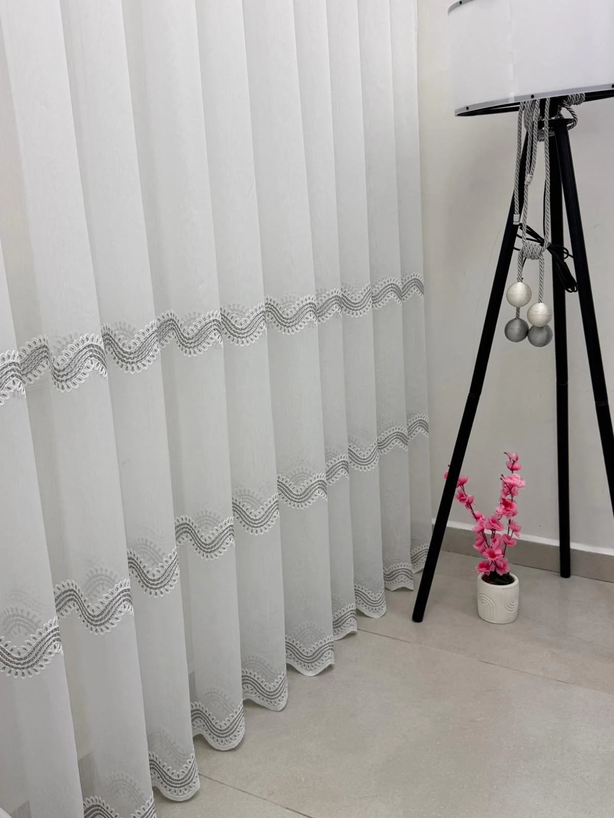 NİVEMESHOME PERLİNA GÜMÜŞ 1/3 PİLELİ TÜL PERDE APM