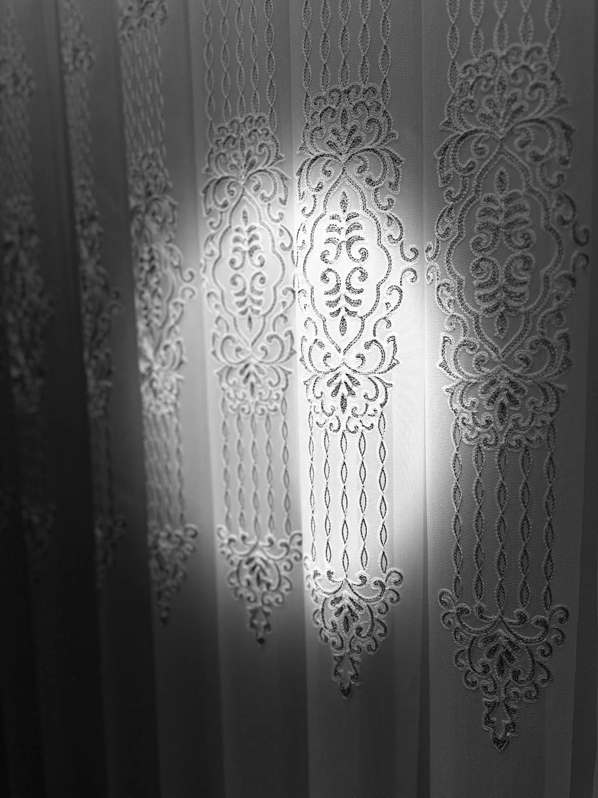 NİVEMESHOME SPARKLING SILVER DETAILED 1/3 THICK PLEATED TULLE CURTAIN APM