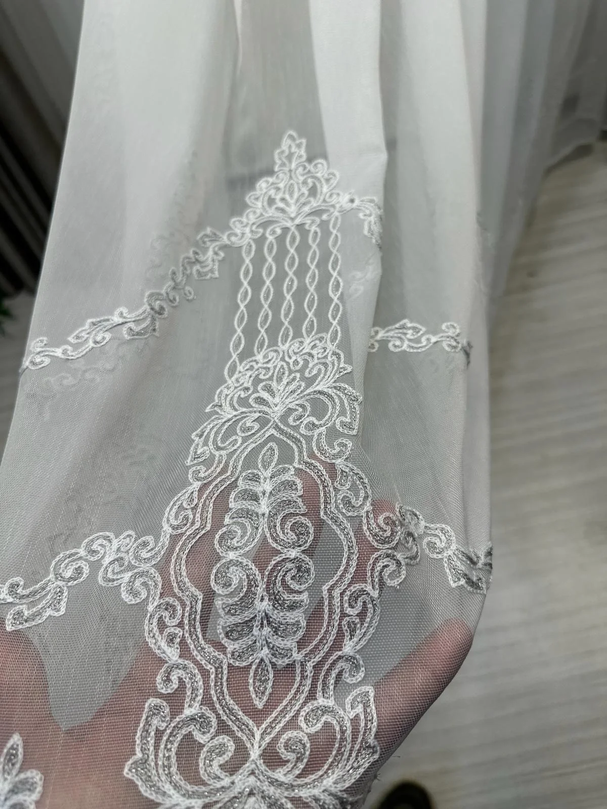 NİVEMESHOME SPARKLING SILVER DETAILED 1/3 THICK PLEATED TULLE CURTAIN APM