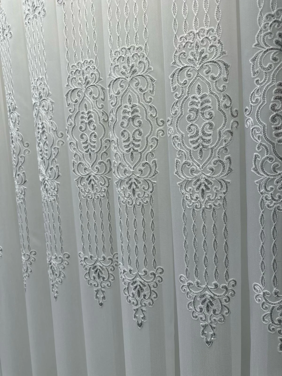 NİVEMESHOME SPARKLING SILVER DETAILED 1/3 THICK PLEATED TULLE CURTAIN APM