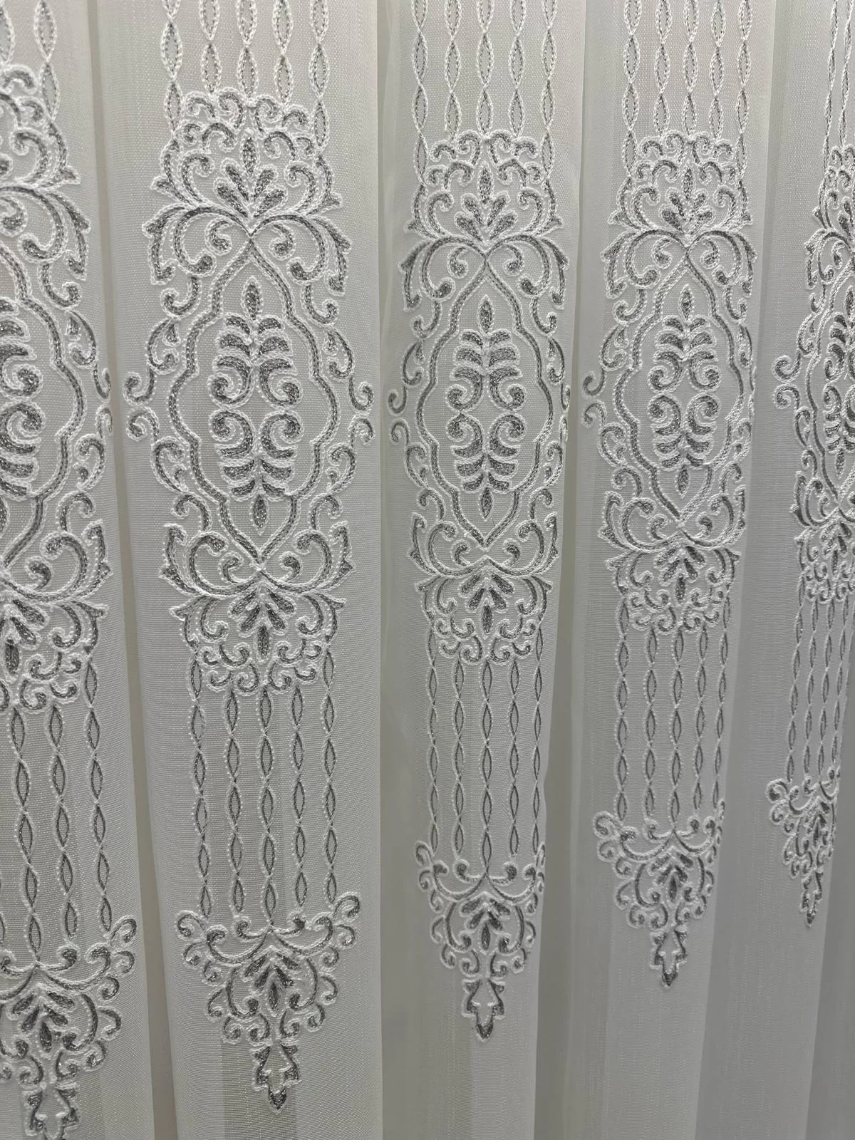 NİVEMESHOME SPARKLING SILVER DETAILED 1/3 THICK PLEATED TULLE CURTAIN APM