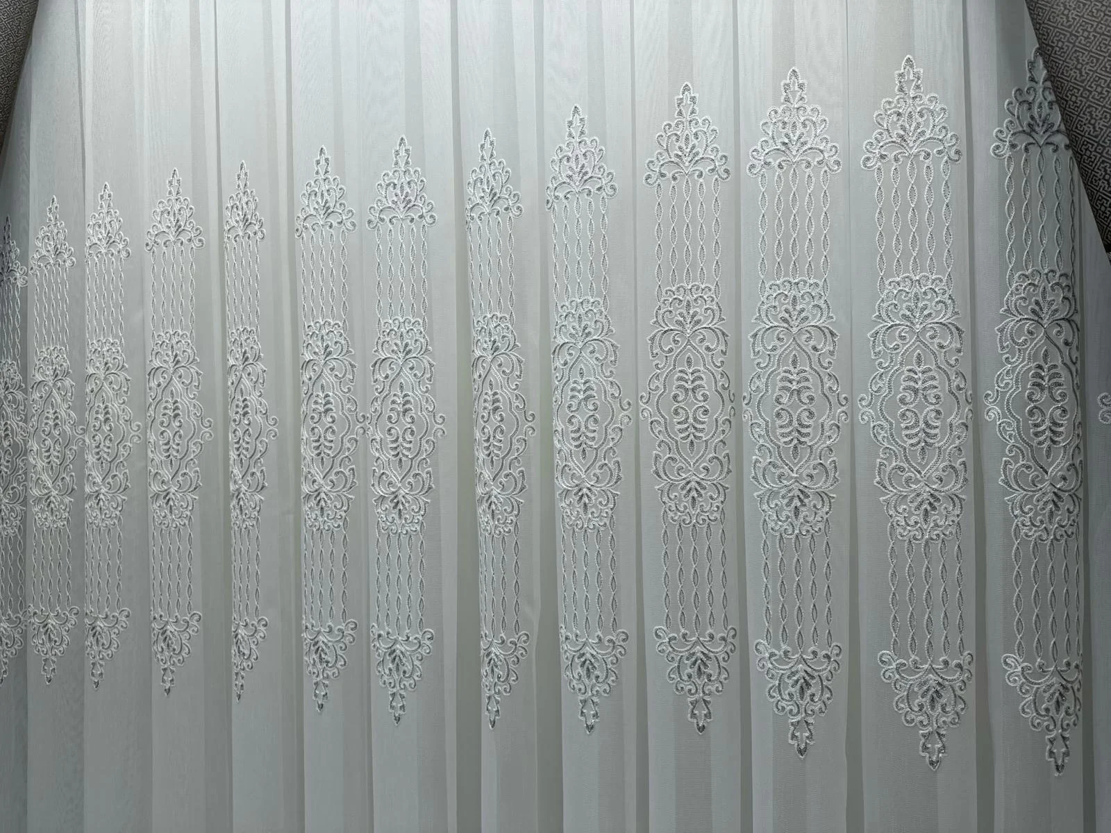 NİVEMESHOME SPARKLING SILVER DETAILED 1/3 THICK PLEATED TULLE CURTAIN APM
