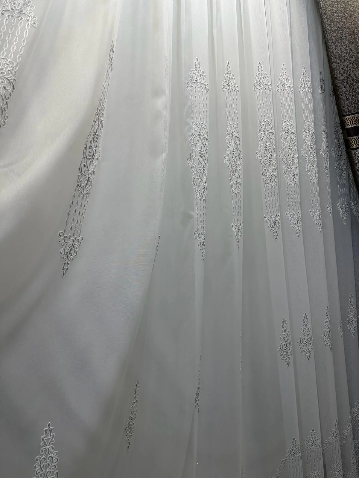NİVEMESHOME SPARKLING SILVER DETAILED 1/3 THICK PLEATED TULLE CURTAIN APM