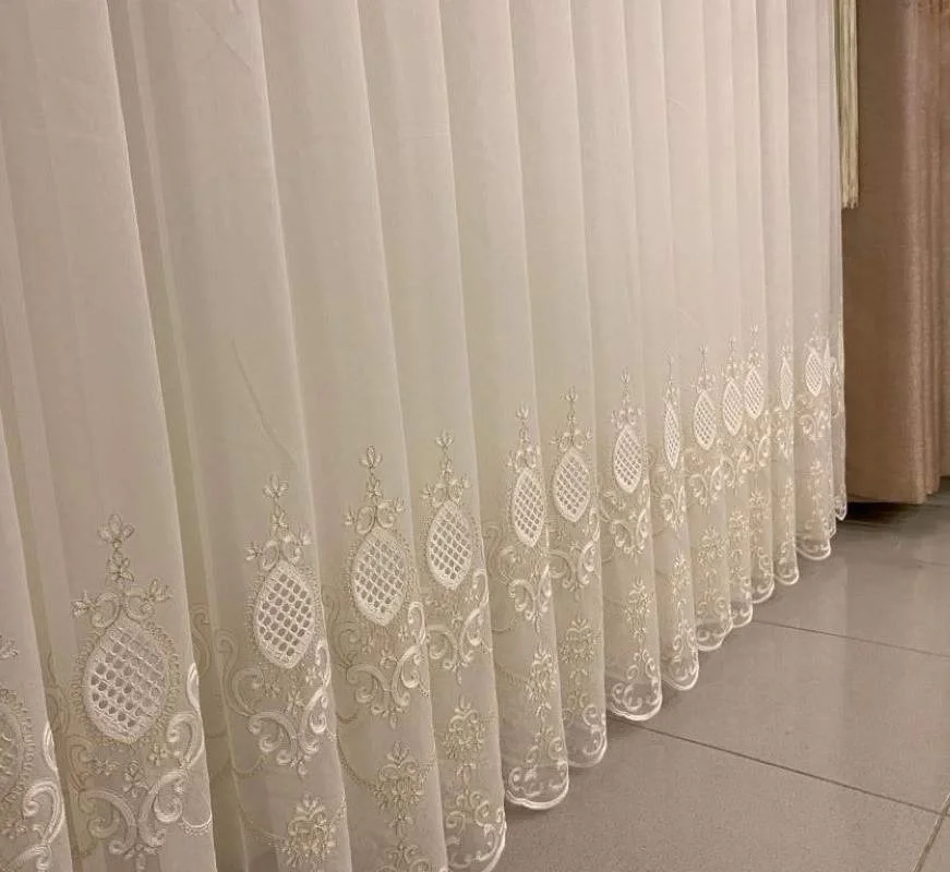 NİVEMESHOME REN NAKIŞLI KREM 1/3 SIK TÜL PERDE APM