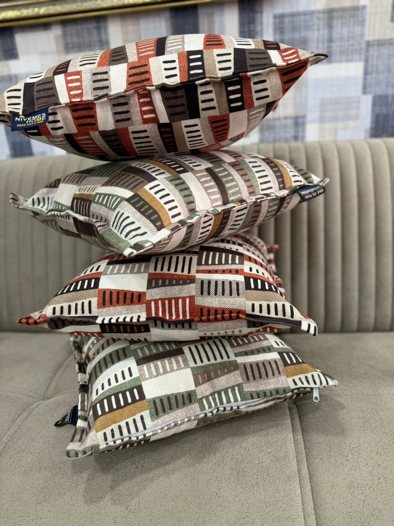 NİVEMESHOME RİTİM 02 KİREMİT  (45X45) DOLGULU KIRLENT KILIFI