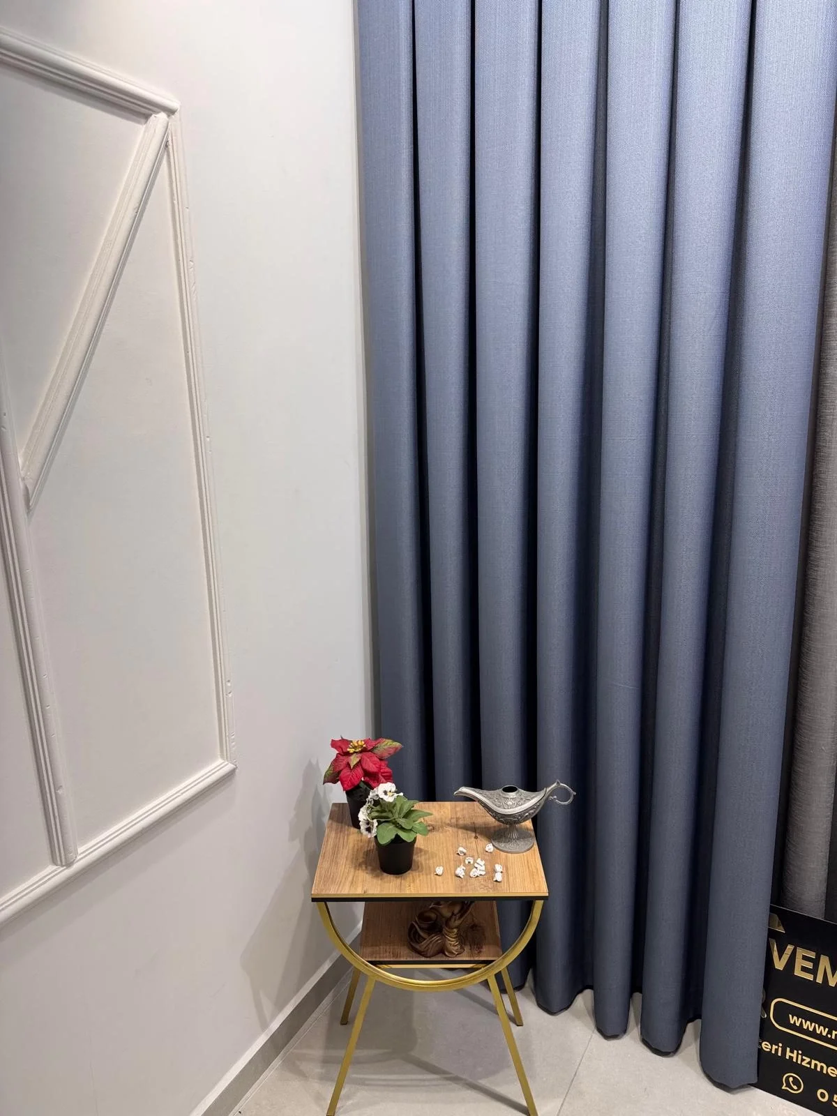 NIVEMESHOME ROMA INDIGO 1/3 THICK PLEATED BACKGROUND CURTAIN APM