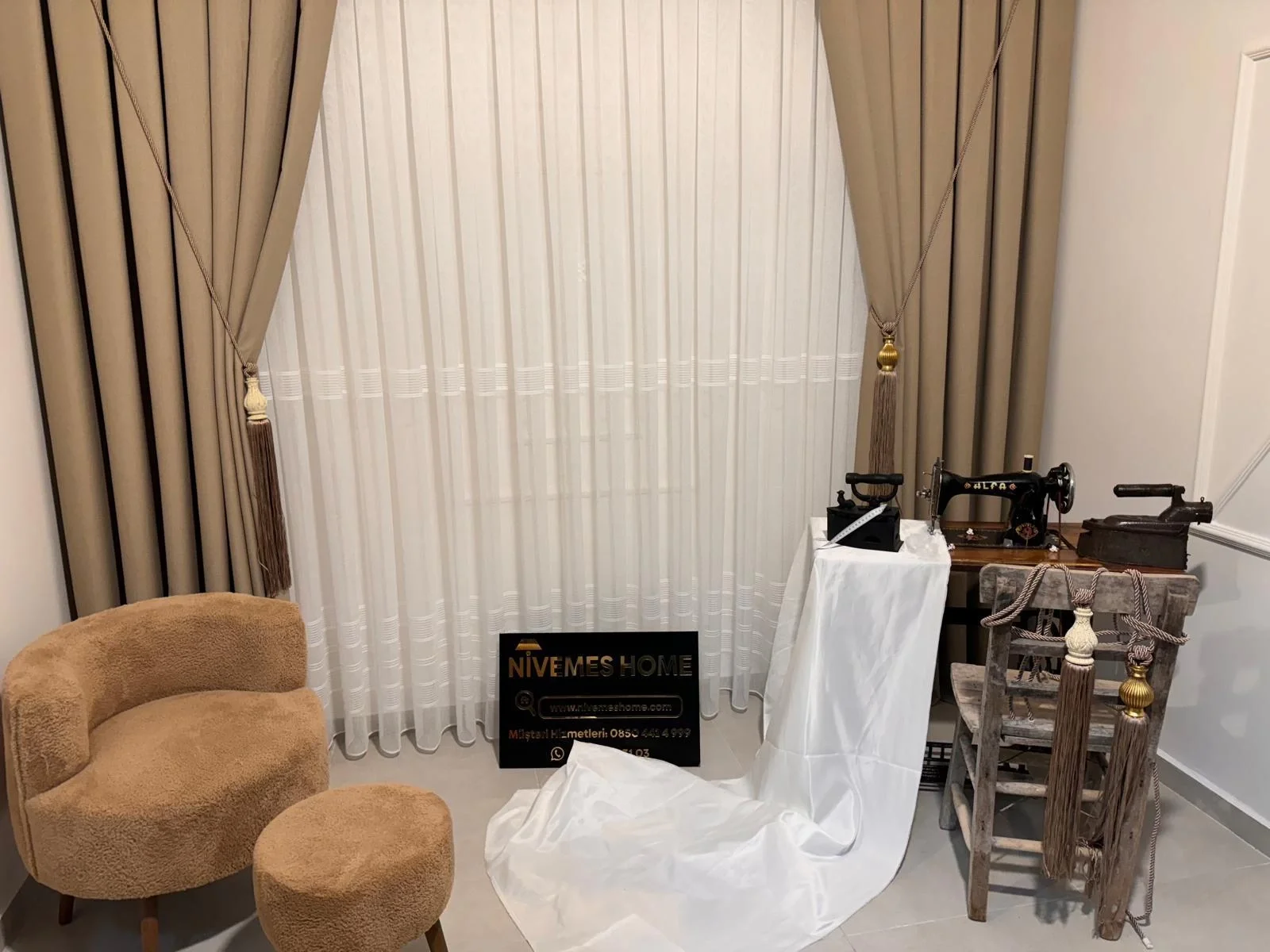 NIVEMESHOME ROMA LINO 1/3 TROPPI PIEGHE BEIGE TELA FONESTRA APM