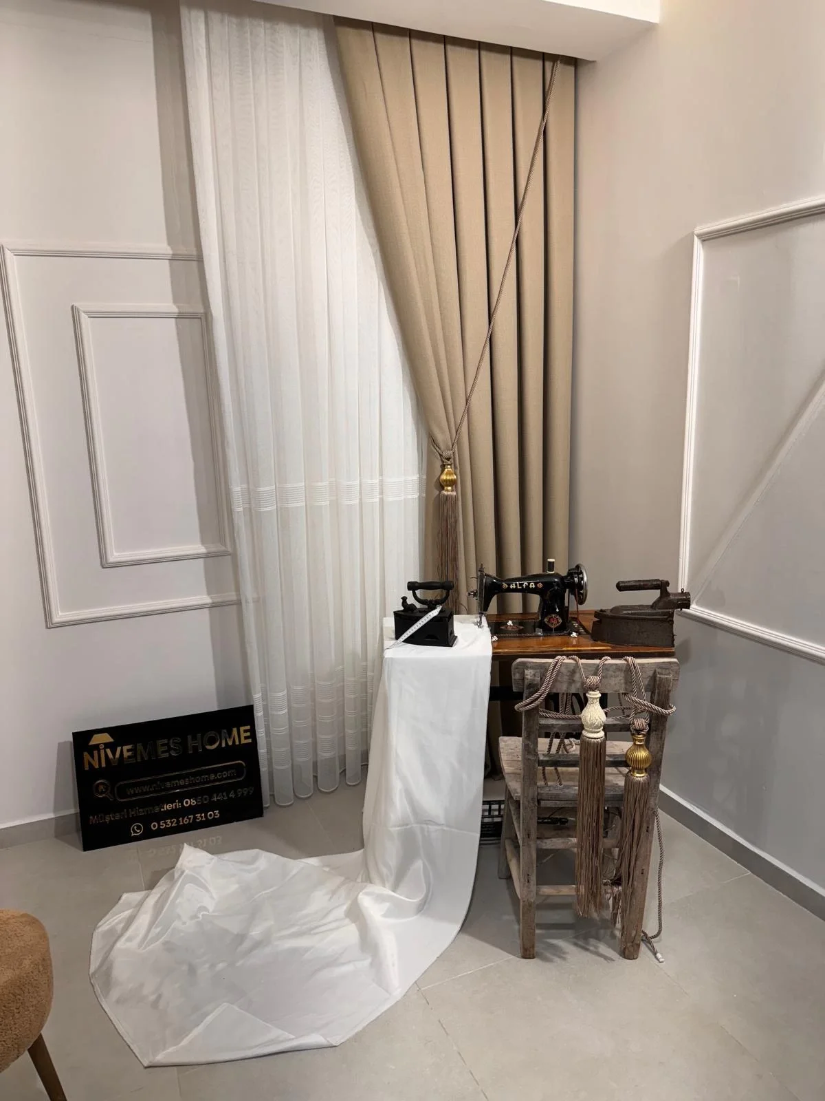 NIVEMESHOME ROMA LINO 1/3 TROPPI PIEGHE BEIGE TELA FONESTRA APM