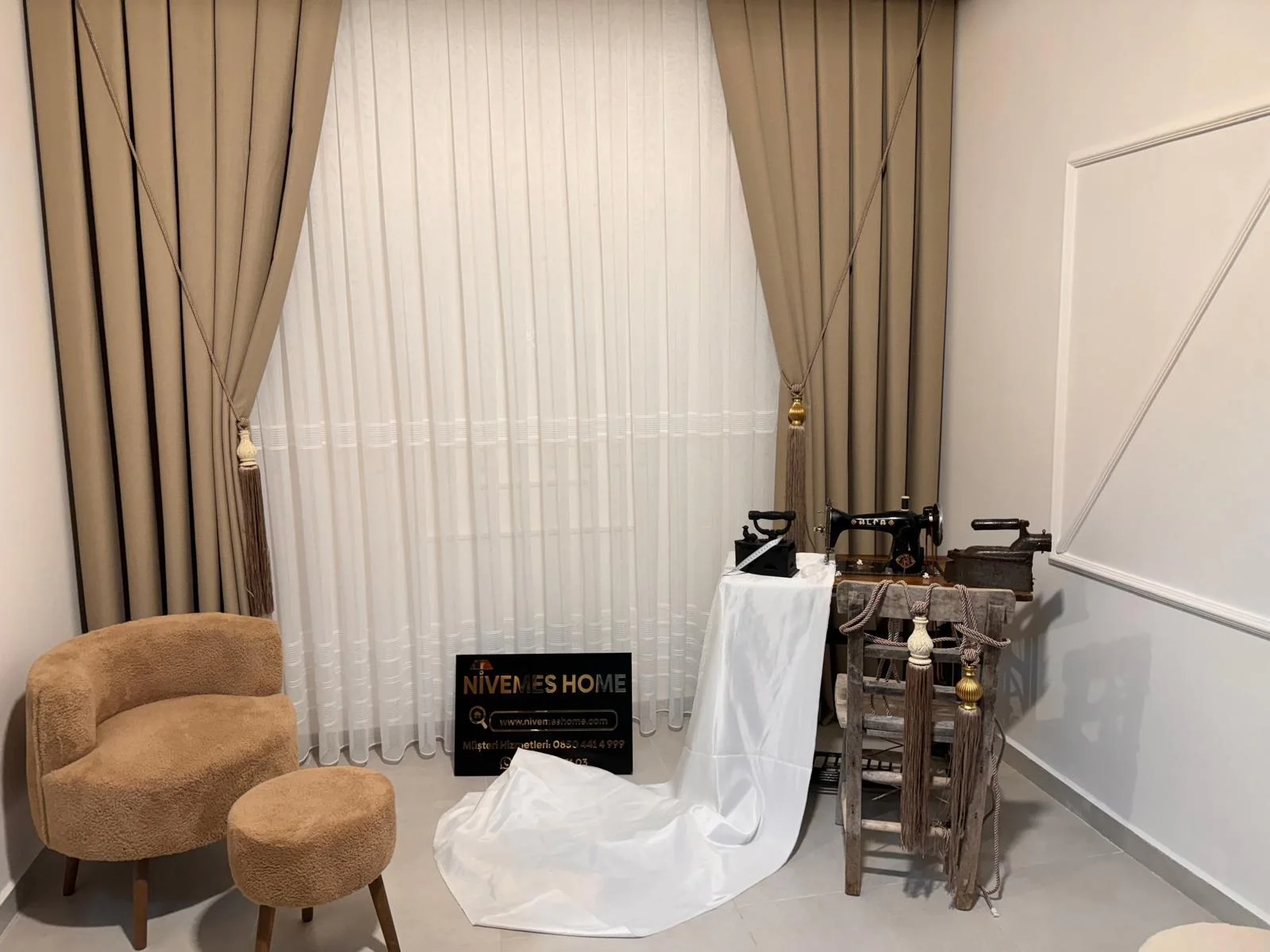 NIVEMESHOME ROMA LINO 1/3 TROPPI PIEGHE BEIGE TELA FONESTRA APM