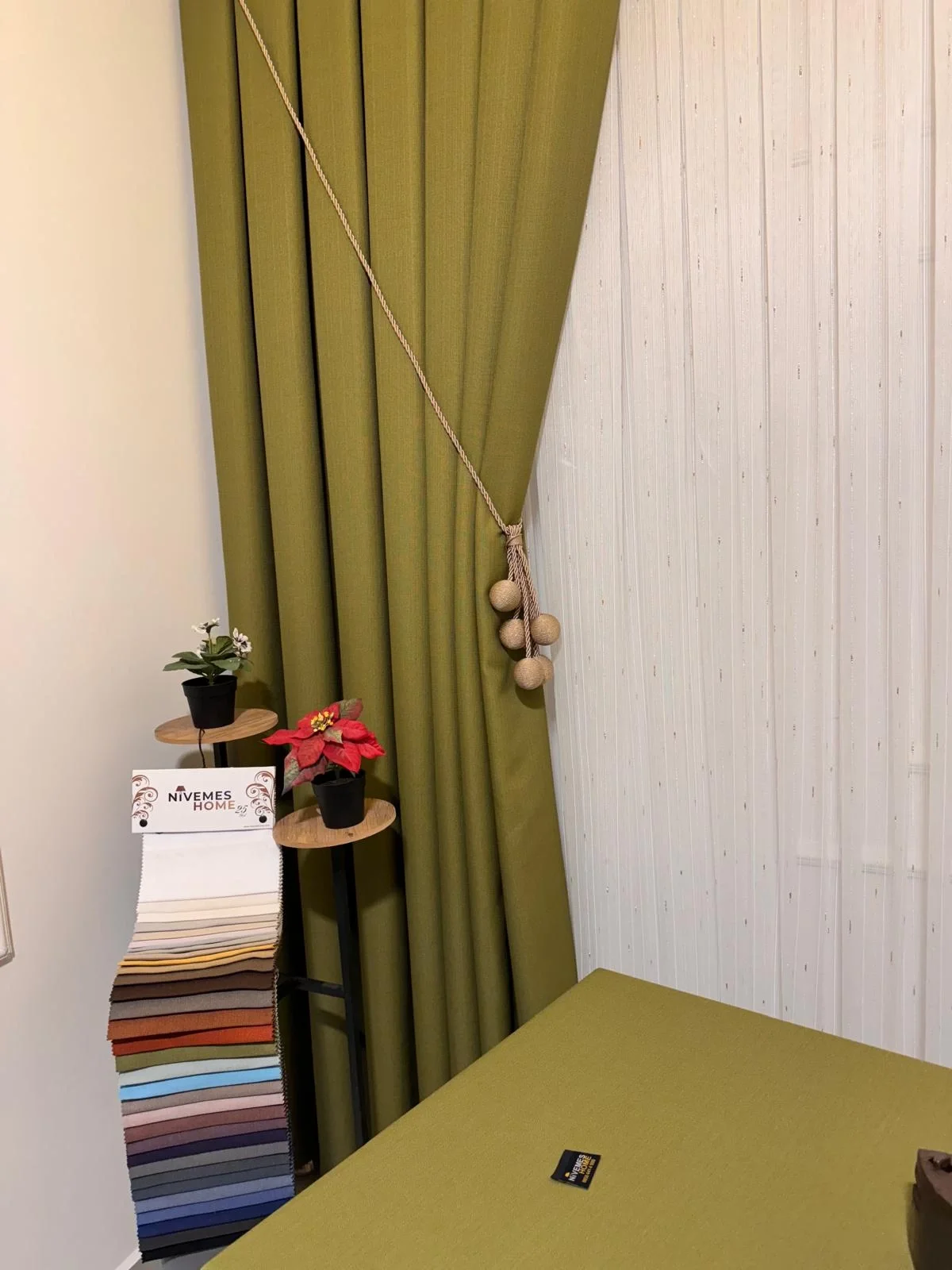 NİVEMESHOME РИМСКАЯ ШТОРА ИЗ ЛЬНА 1/3 С ТКАНЬЮ ПИЛЕ ЦВЕТА ЗЕЛЕНЫЙ ФОН APM