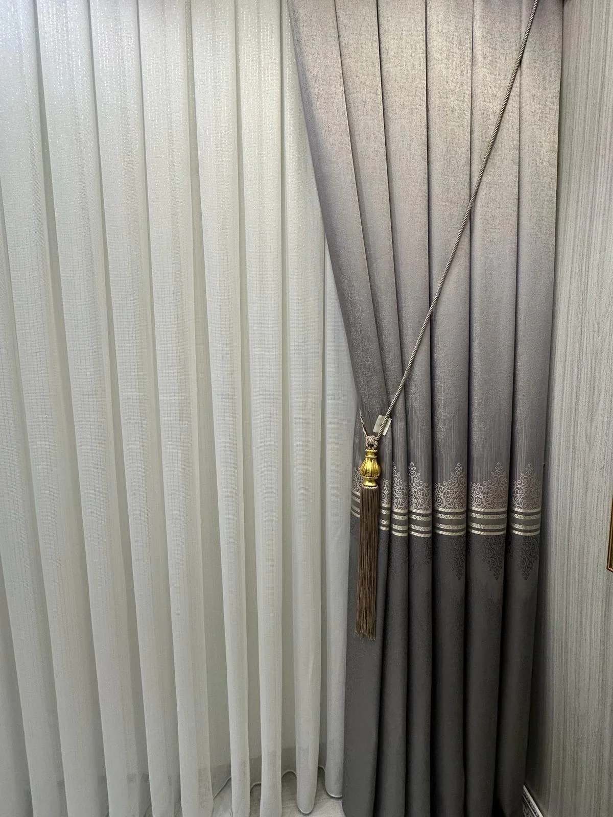 NIVEMESHOME ROSEN HY011 SILVER DETAILED 1/3 DENSELY PLEATED TULLE CURTAIN APM