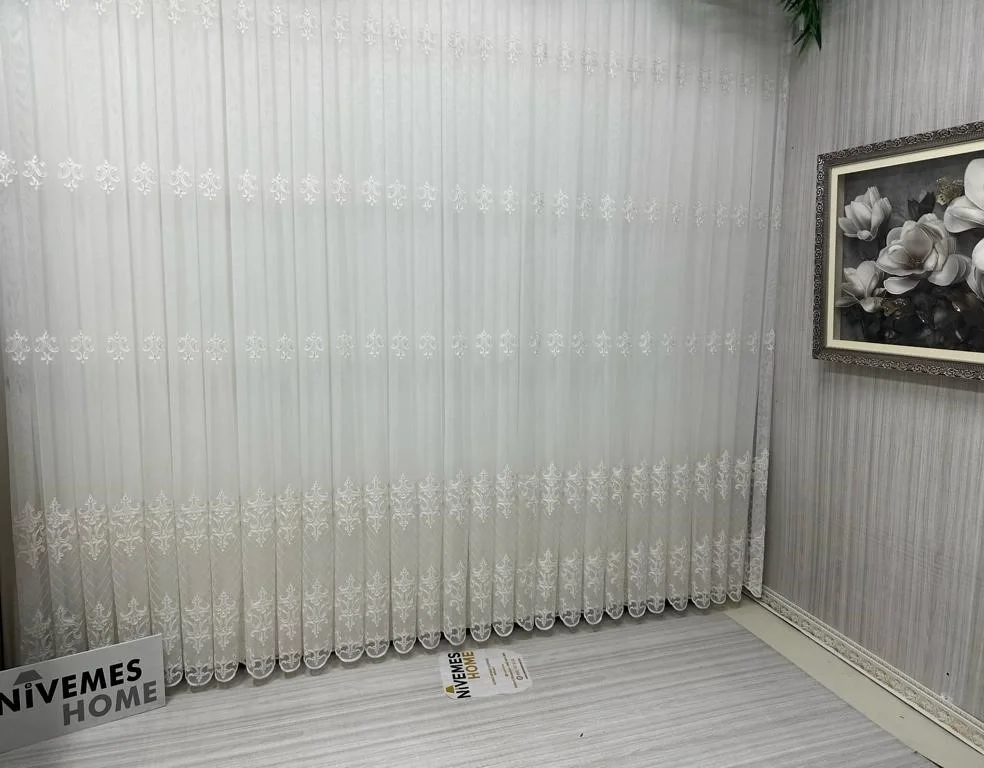 NİVEMESHOME ROYA GOLD EMBROIDERED 5167 1/3 HEAVY PILE TULLE CURTAIN APM