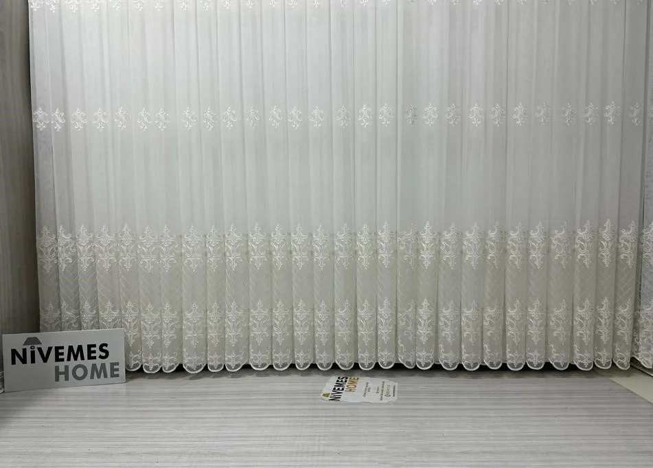 NİVEMESHOME ROYA GOLD EMBROIDERED 5167 1/3 HEAVY PILE TULLE CURTAIN APM