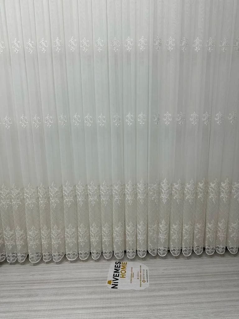 NİVEMESHOME ROYA GOLD EMBROIDERED 5167 1/3 HEAVY PILE TULLE CURTAIN APM