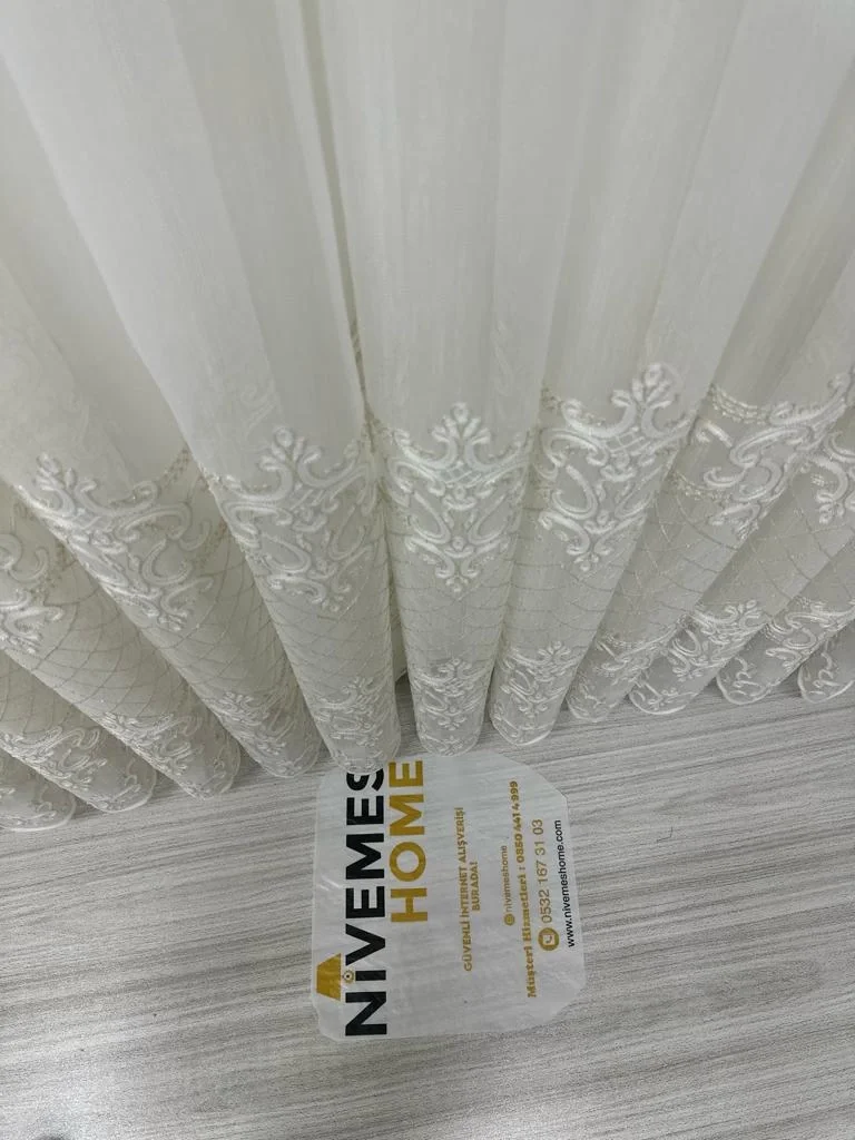 NİVEMESHOME ROYA GOLD EMBROIDERED 5167 1/3 HEAVY PILE TULLE CURTAIN APM