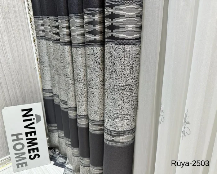 NİVEMESHOME RÜYA FT671477 ANTRASİT V-2503 1/3 DİK DOKUMA PERDE APM