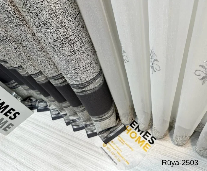 NİVEMESHOME RÜYA FT671477 ANTRASİT V-2503 1/3 DİK DOKUMA PERDE APM