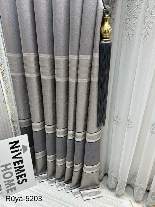 NİVEMESHOME RÜYA FT671477 СЕРЫЙ V-5203 1/3 ЭЛЕГАНТНЫЕ ФОНОВЫЕ ШТОРЫ АПМ