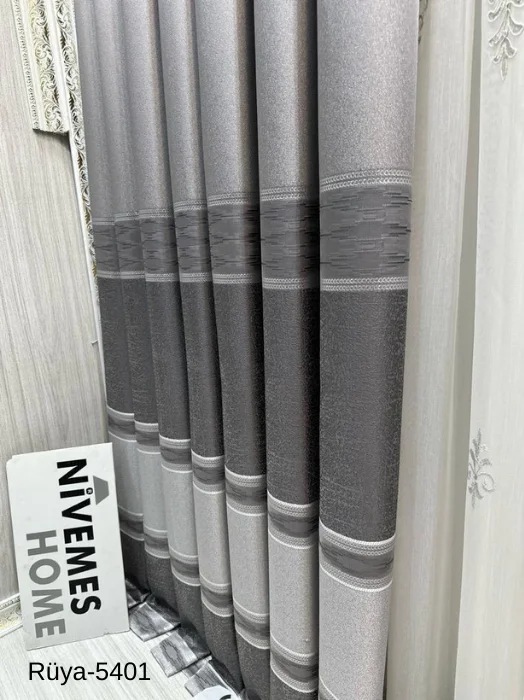 NİVEMESHOME RÜYA FT671477 SILVER V-5401 1/3 DENSE PLEATED CURTAIN APM